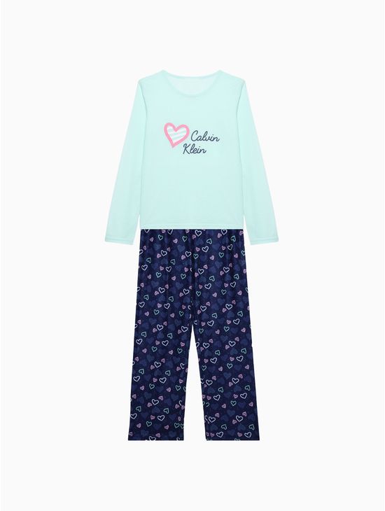 Set-de-Pijama-de-Poliester-con-Logo-para-Niña---Calvin-Klein