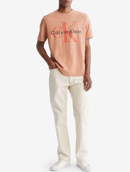 Playera-Calvin-Klein-de-Algodon-Hombre-Naranja-Calvin-Klein