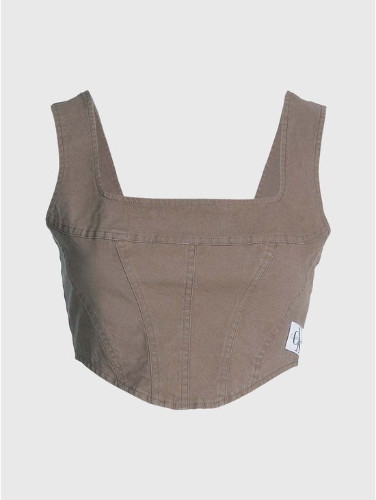 Blusa-Calvin-Klein-Tirantes-Denim-Mujer-Cafe