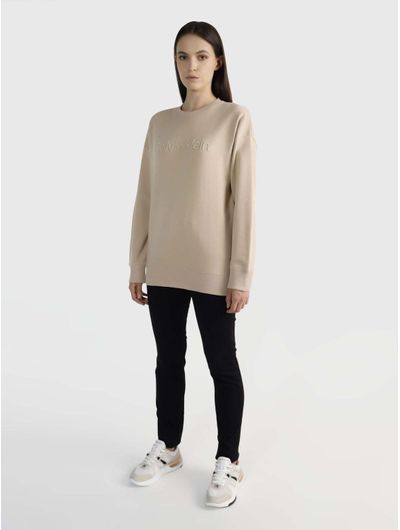 Sudadera-Calvin-Klein-Organic-Cotton-Mujer-Beige