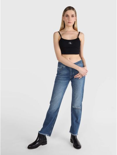 Jeans-Calvin-Klein-Straight-Fit-Ripped-Mujer-Azul