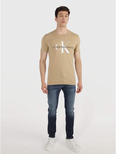 Playera-Calvin-Klein-Slim-Monologo-Hombre-Beige