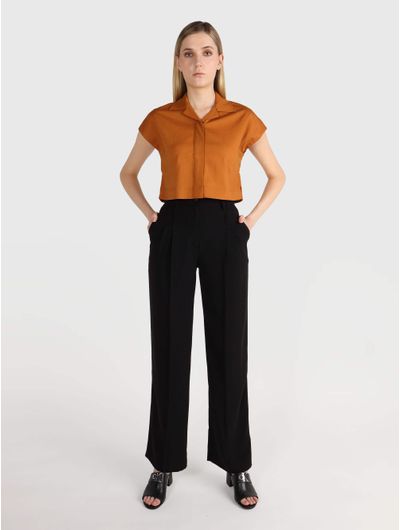 Pantalon-Calvin-Klein-Acampanado-Mujer-Negro