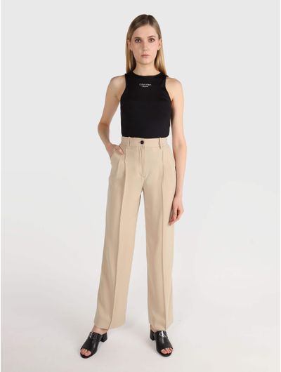 Pantalon-Calvin-Klein-Acampanado-Mujer-Beige