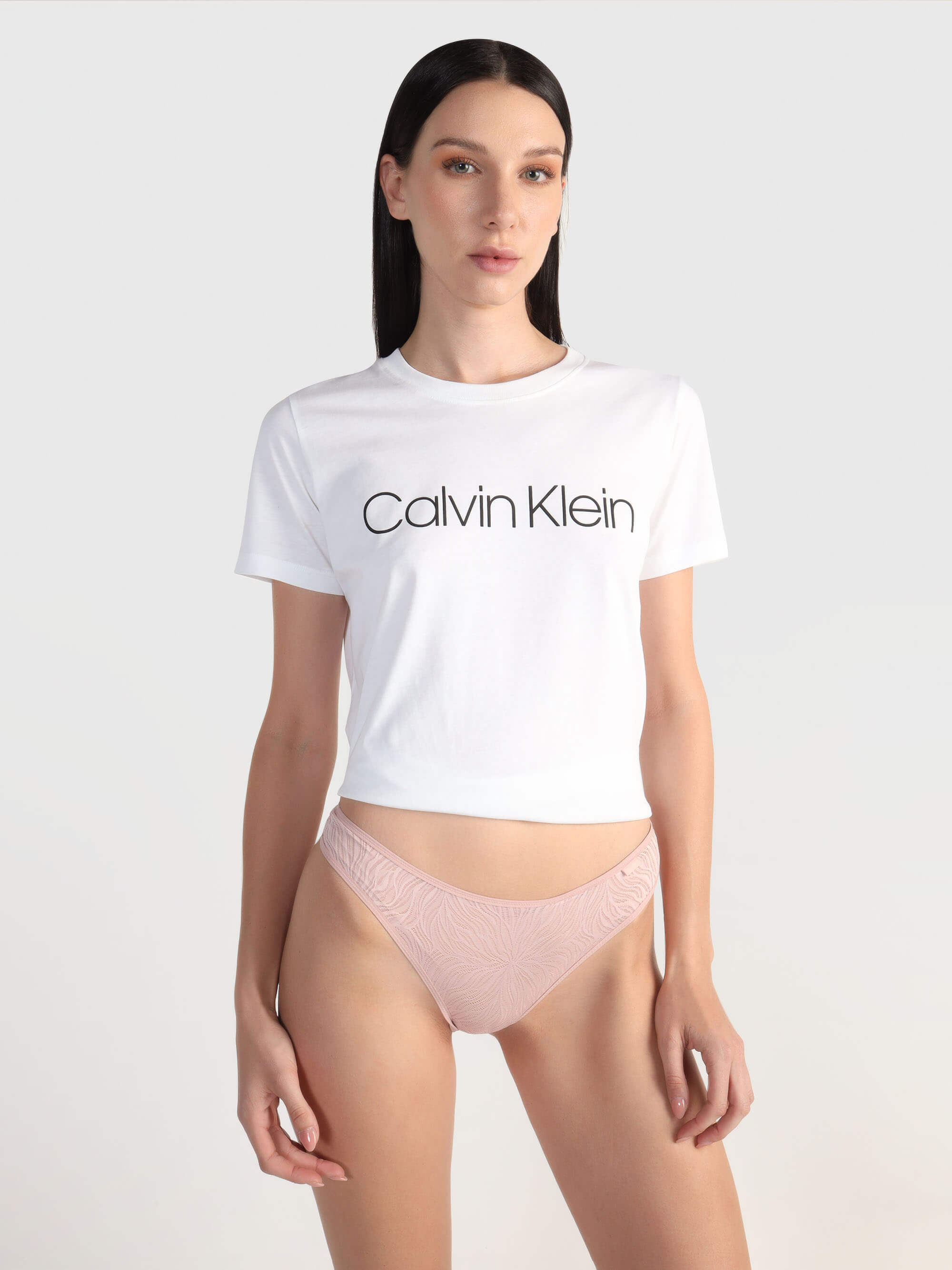 Tanga Calvin Klein Sheer Marquisette Lace Mujer Rosa