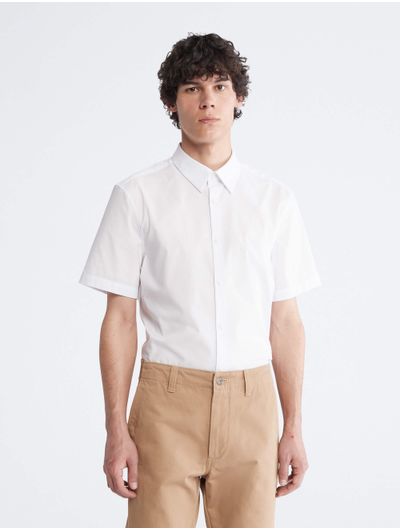 Camisa-Calvin-Klein-Manga-Corta-Hombre-Blanco