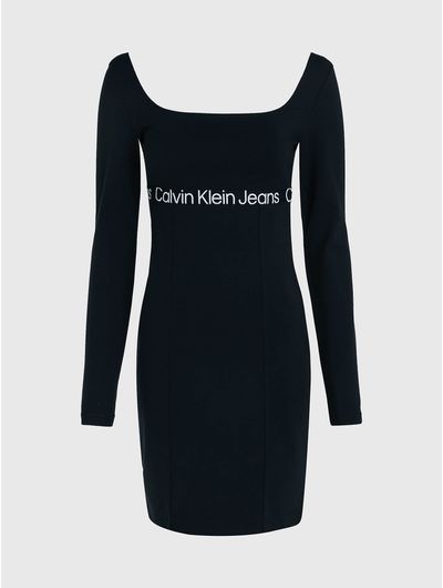 Vestido-Calvin-Klein-Corto-con-Carrusel-Mujer-Negro