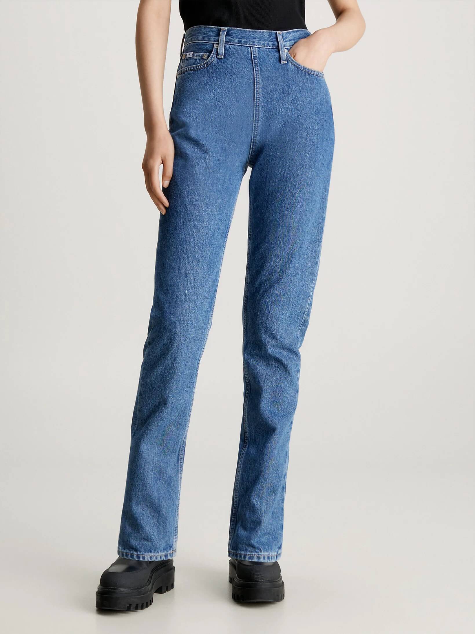 Jeans Calvin Klein Slim Straight Mujer Azul