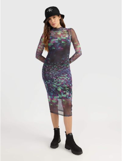 Vestido-Calvin-Klein-Traslucido-Mujer-Multicolor