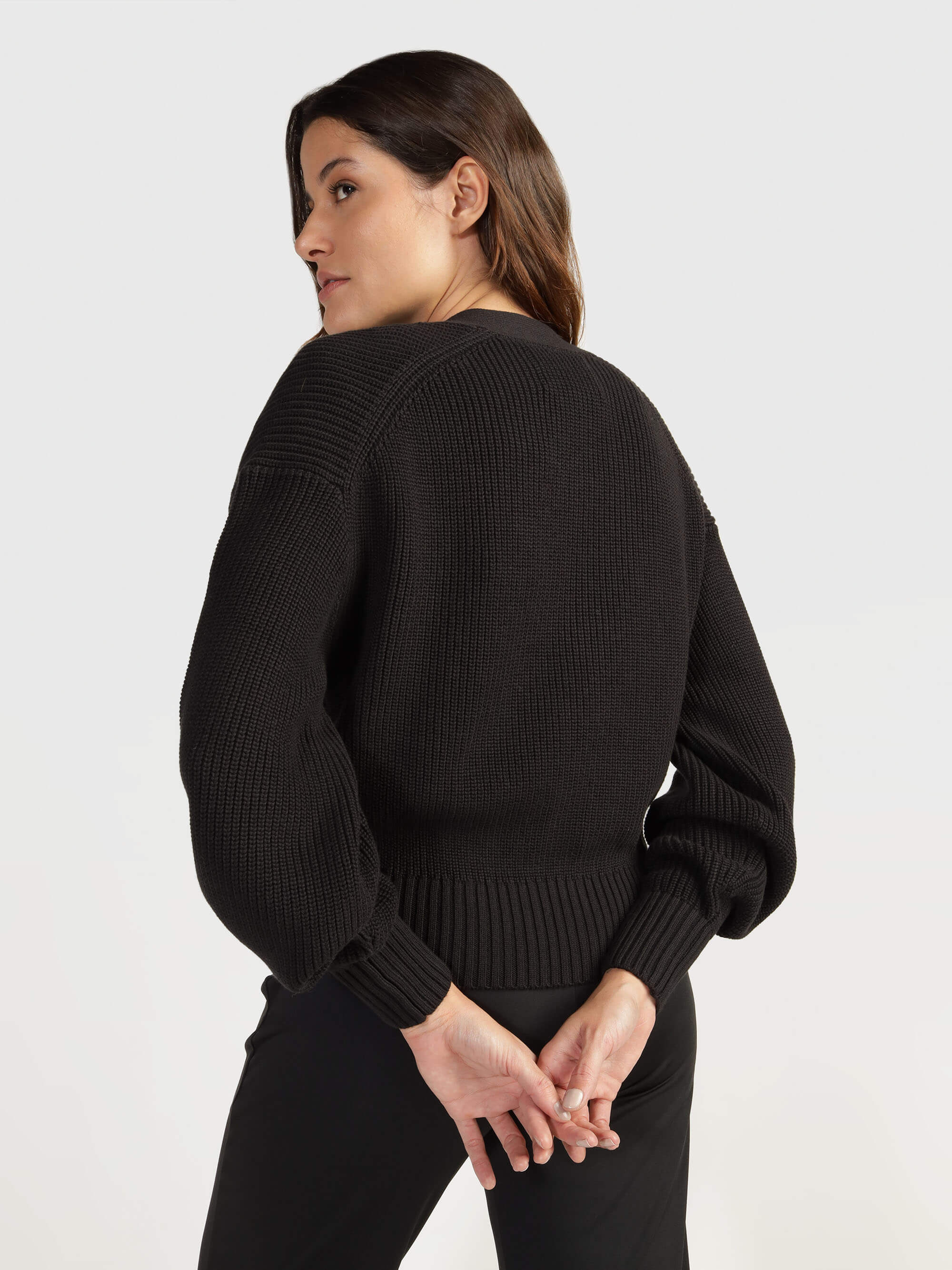 Suéter Calvin Klein Acanalado Mujer Negro