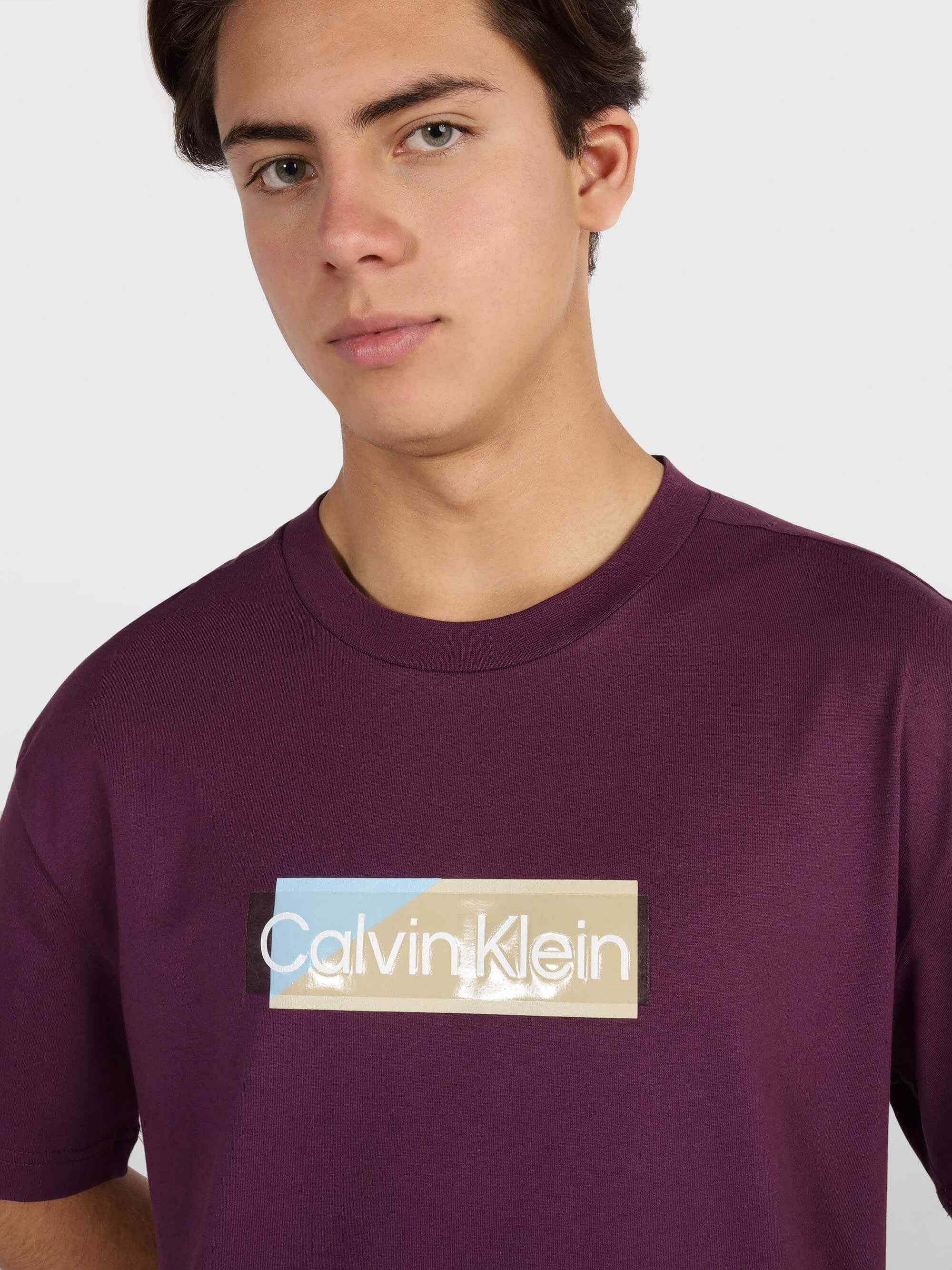 Playera Calvin Klein con Logo Hombre Morado