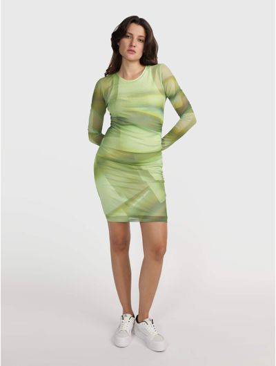 Vestido-Calvin-Klein-con-Monograma-Mujer-Verde
