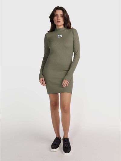 Vestido-Calvin-Klein-con-Logo-Mujer-Verde