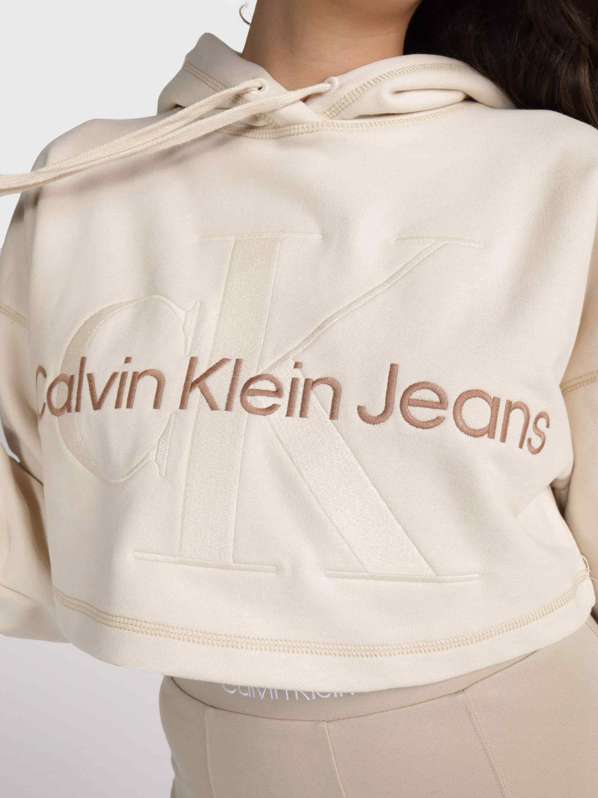 Sudadera Calvin Klein con Monograma Mujer Beige