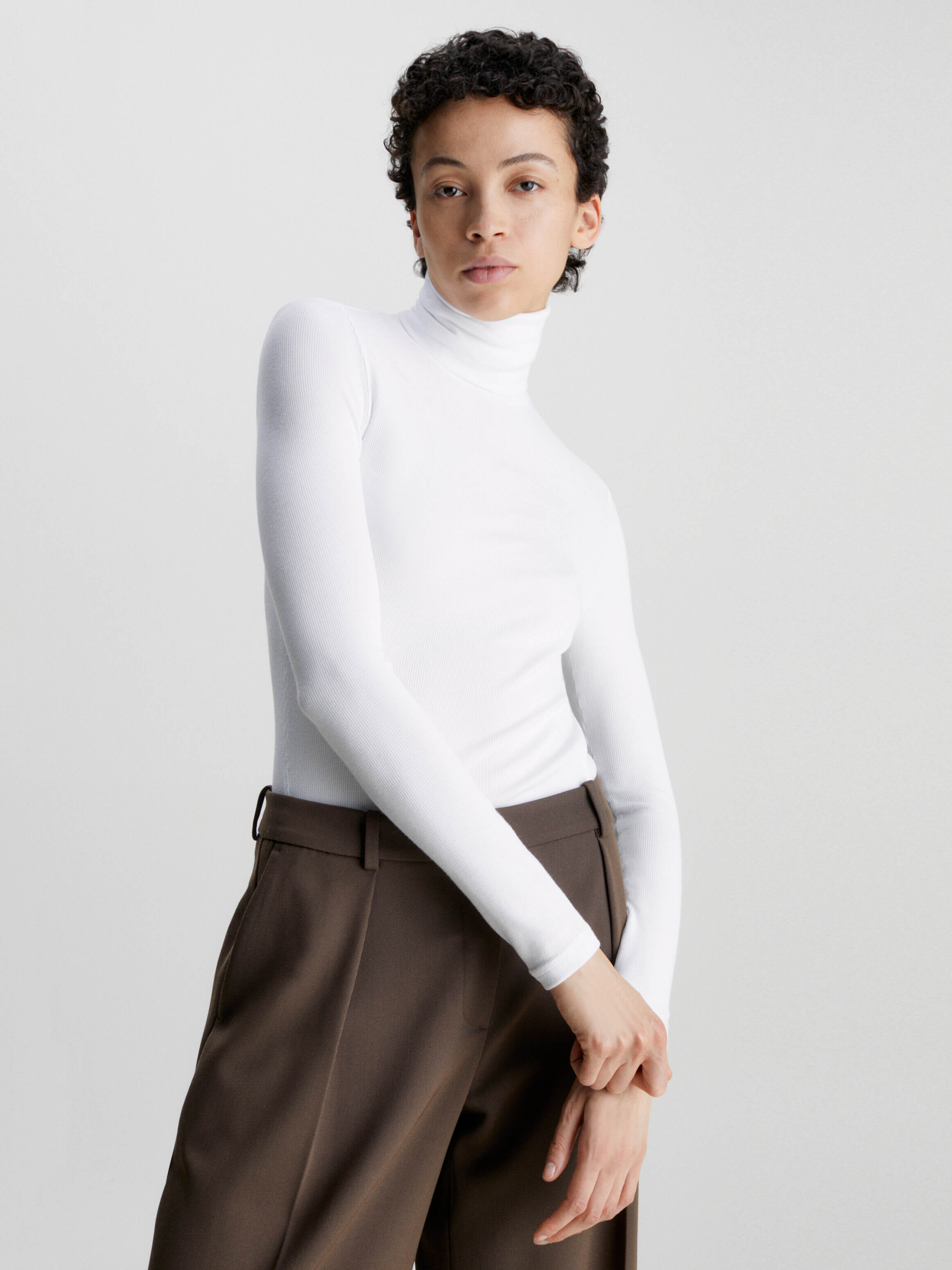 Suéter Calvin Klein Acanalado Mujer Blanco