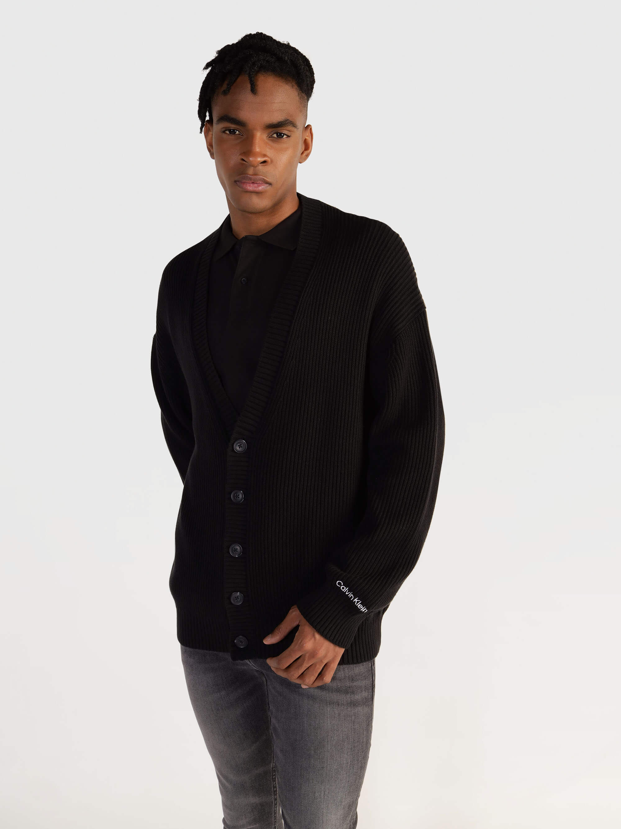 Suéter Calvin Klein Acanalado Hombre Negro