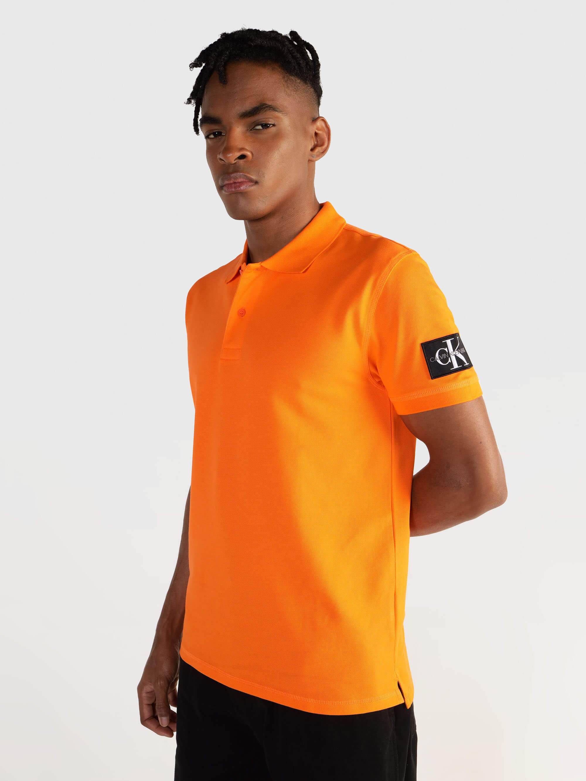 Polo Calvin Klein Logo Hombre Naranja