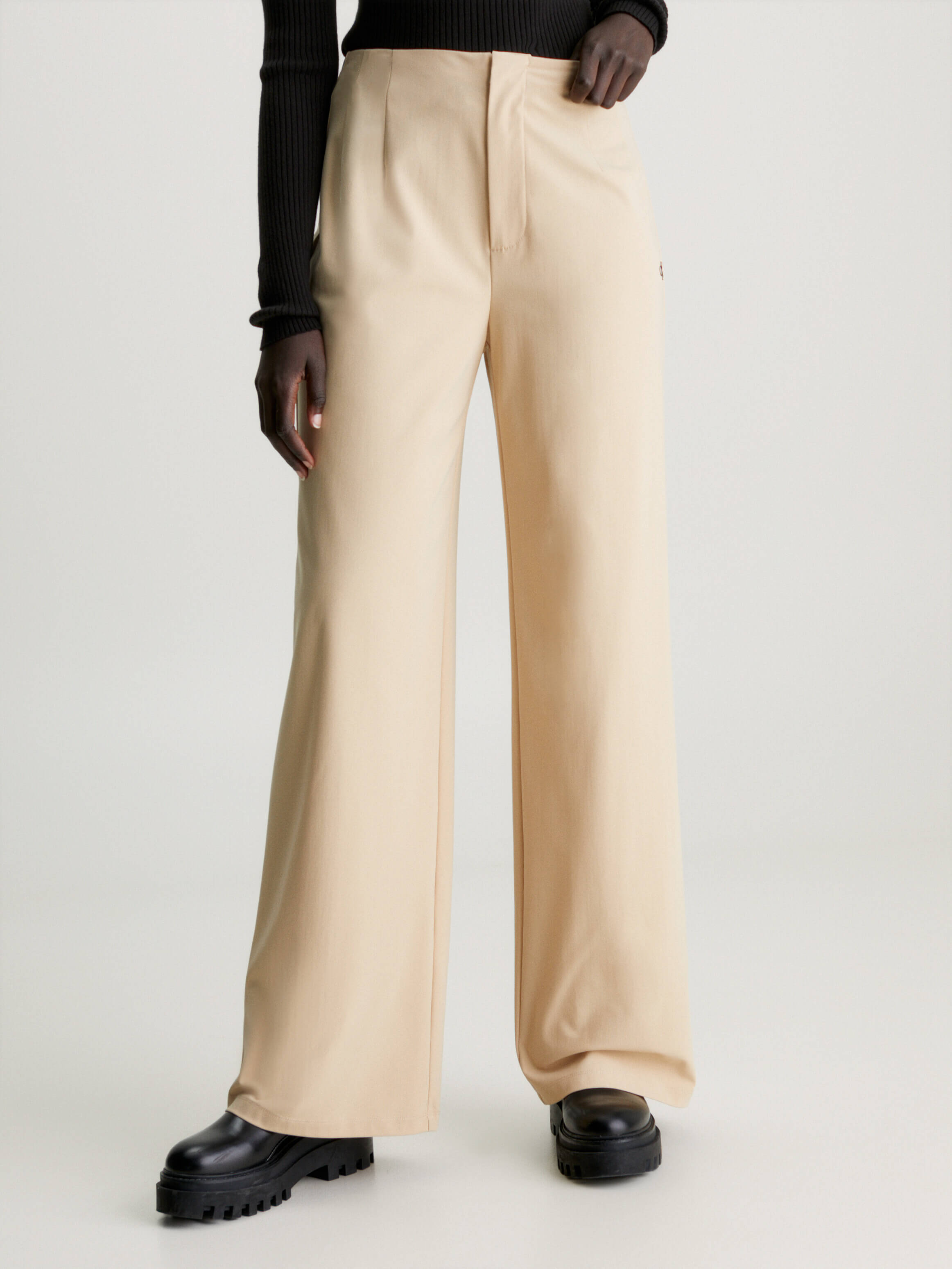 Pantalón Calvin Klein Straight Fit Mujer Beige