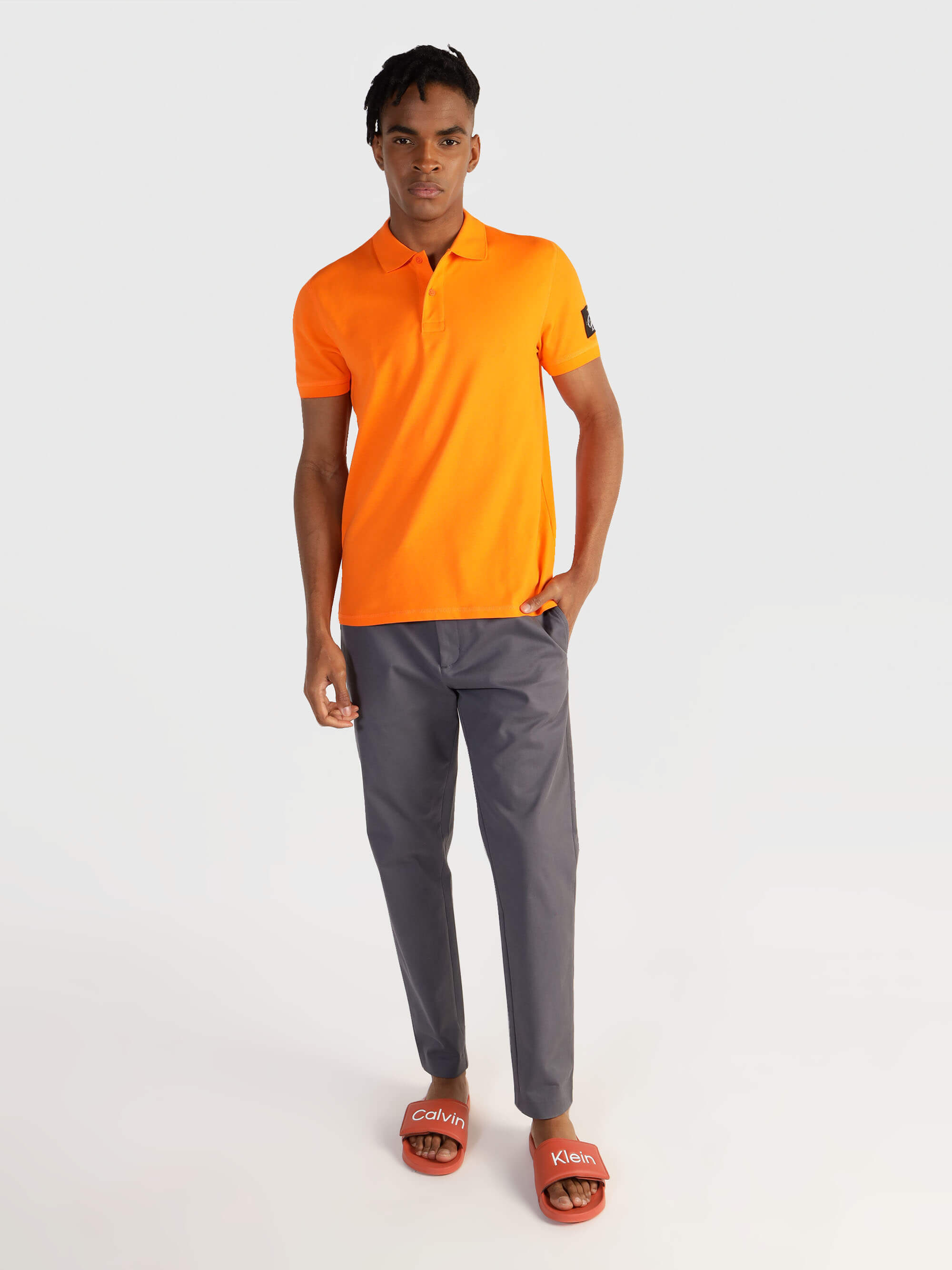 Sandalia Calvin Klein con Logo Hombre Naranja