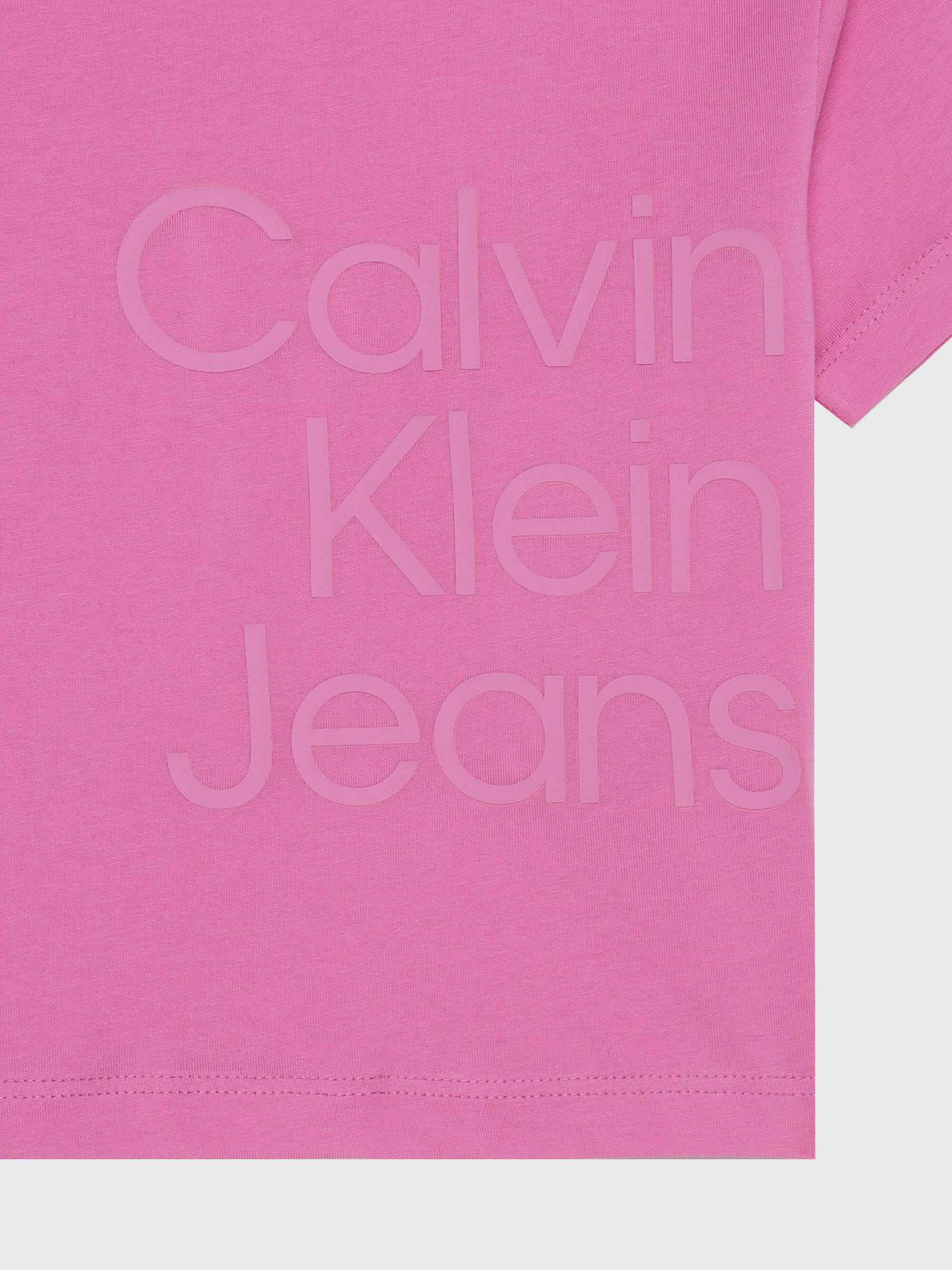 Playera Calvin Klein Logo Niña Rosa