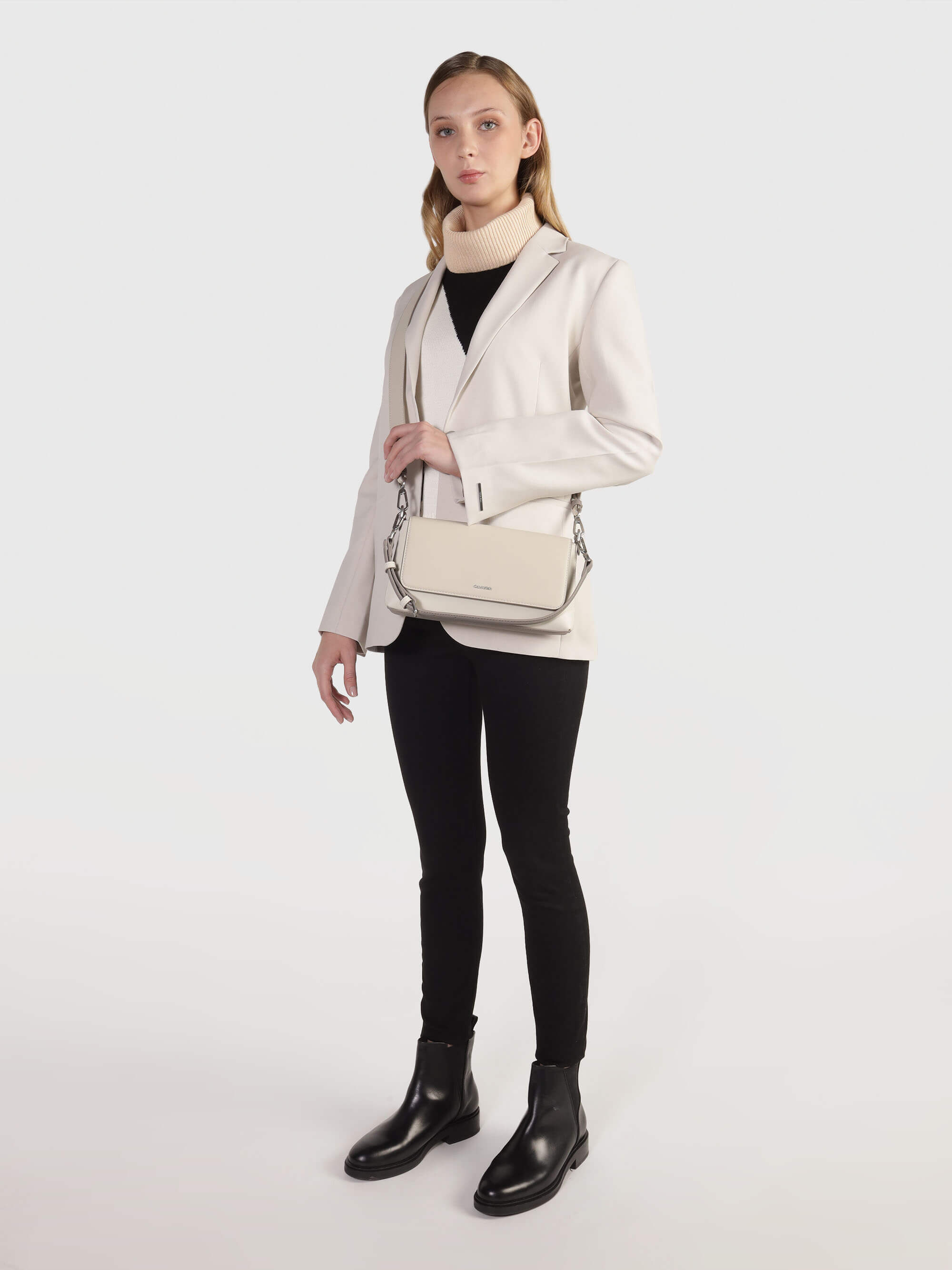 Bolsa Calvin Klein Crossbody Mujer Beige - Talla: Única