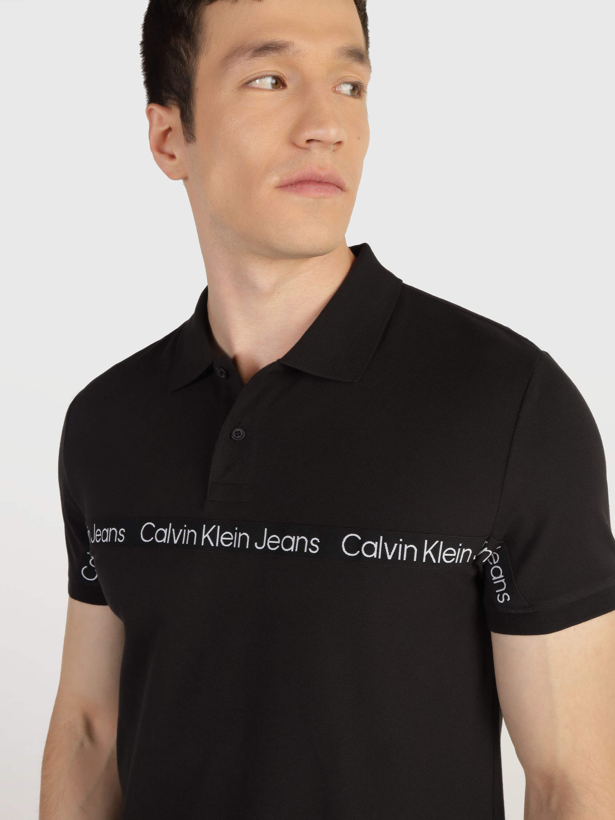 Polo Calvin Klein Franja Hombre Negro