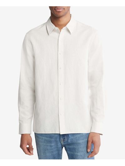 Camisa-Calvin-Klein-Lino-Hombre-Blanco