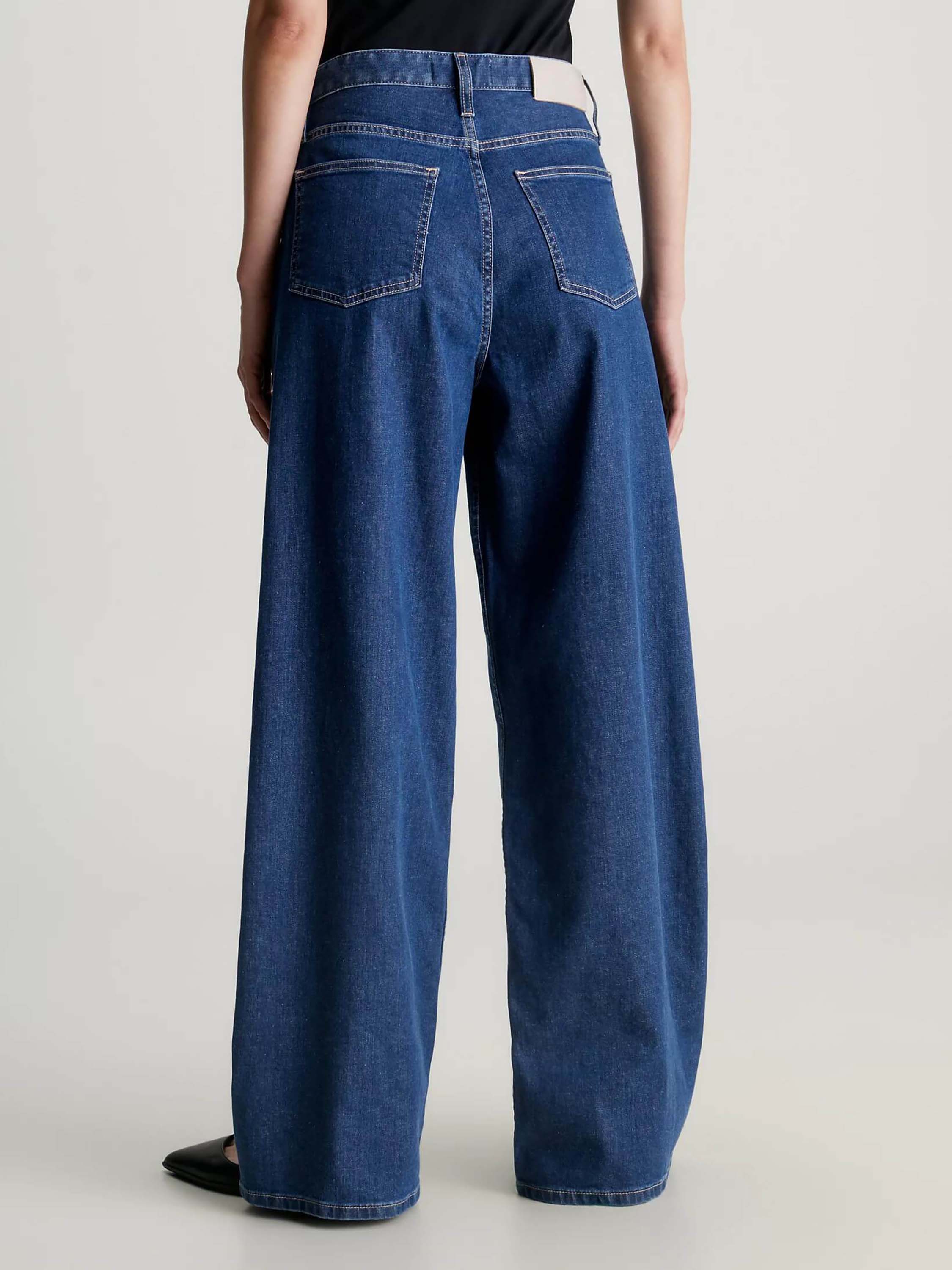 Jeans Calvin Klein High Rise Wide Leg Mujer Azul