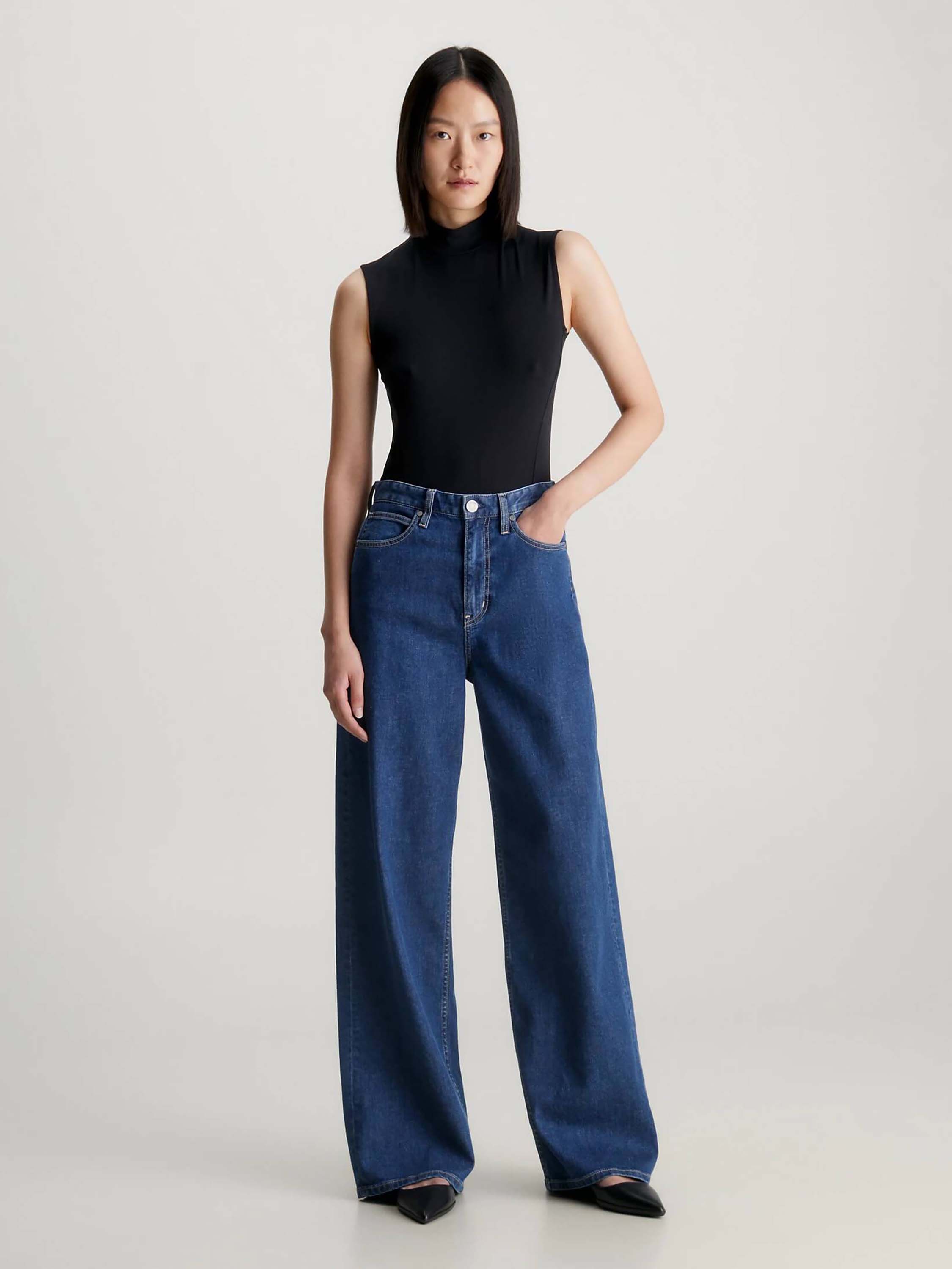 Jeans Calvin Klein High Rise Wide Leg Mujer Azul