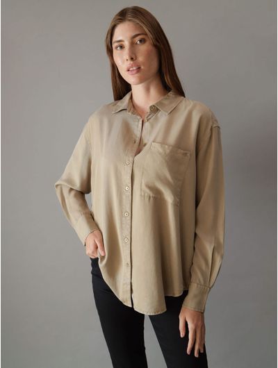 Camisa-Calvin-Klein-Monograma-Mujer-Beige