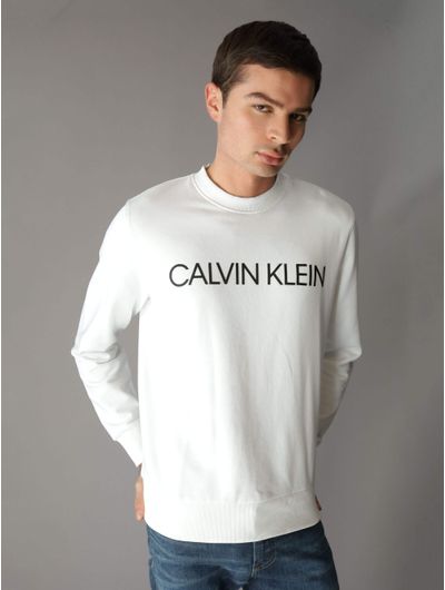 Sudadera-Calvin-Klein-Logotipo-Hombre-Blanco