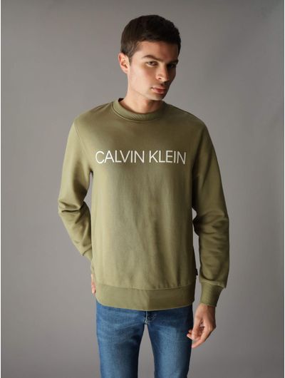 Sudadera-Calvin-Klein-Logotipo-Hombre-Verde