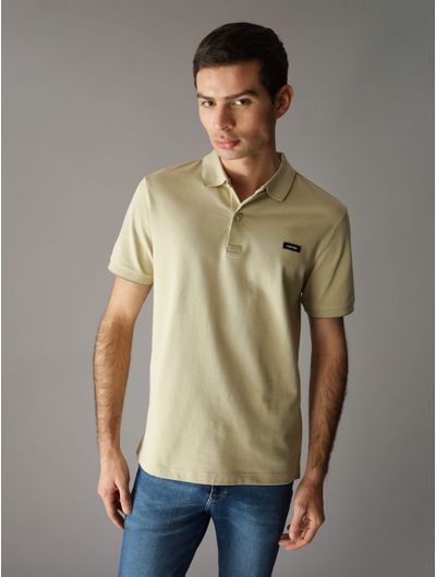 Polo-Calvin-Klein-Logo-Hombre-Beige