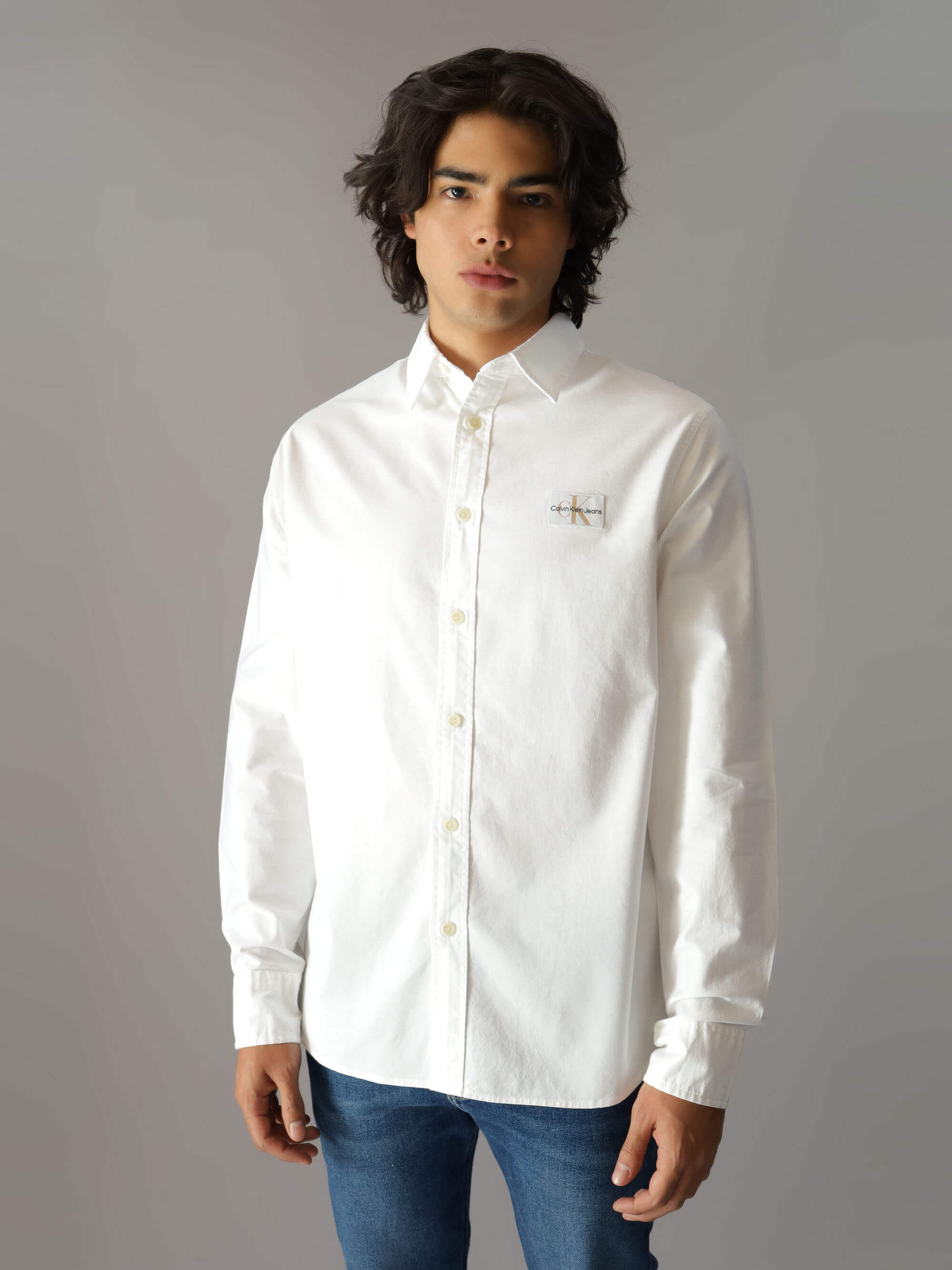 Camisa Calvin Klein Logo Hombre Blanco