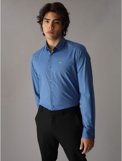 Camisa-Calvin-Klein-Logo-Hombre-Azul