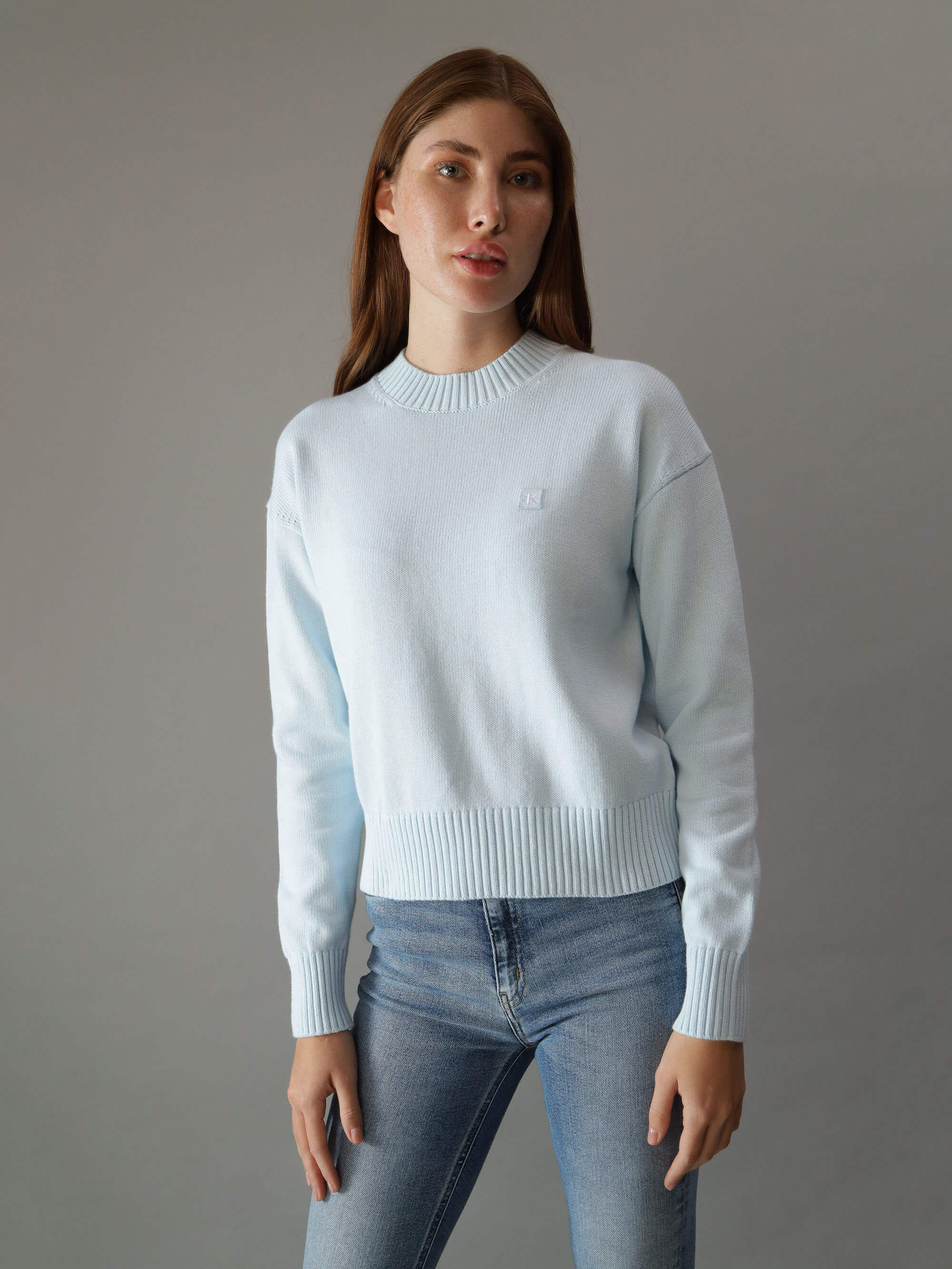 Suéter Calvin Klein con Monograma Mujer Azul