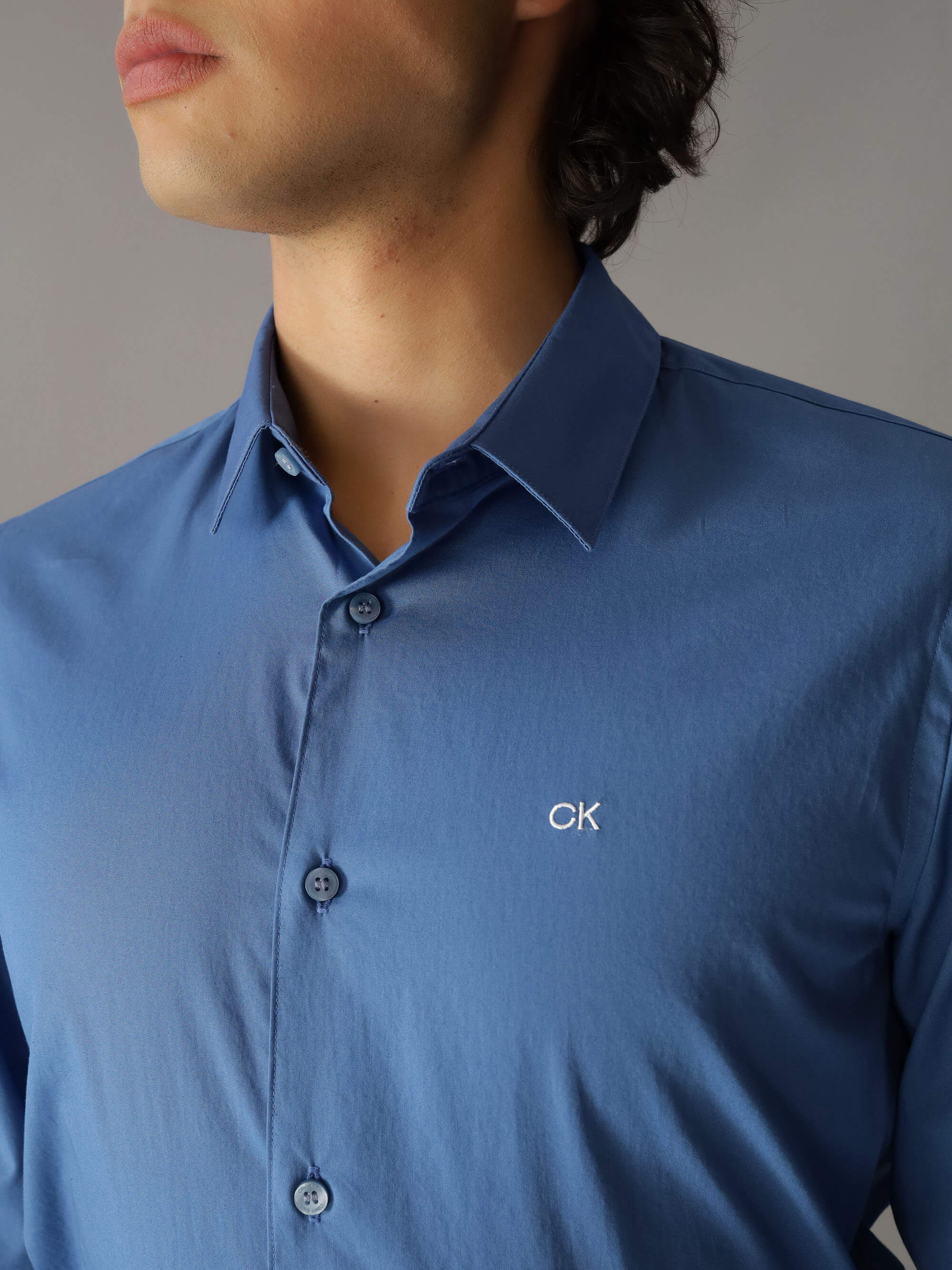 Camisa Calvin Klein Logo Hombre Azul