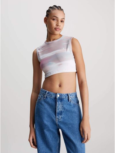 Crop-Top-Calvin-Klein-Logo-Estampado-Mujer-Multicolor