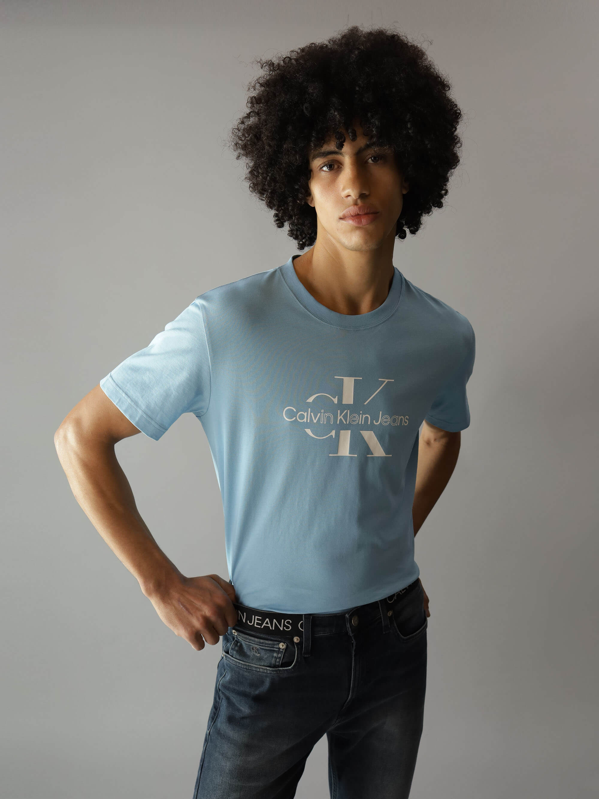 Playera Calvin Klein Logotipo Hombre Azul