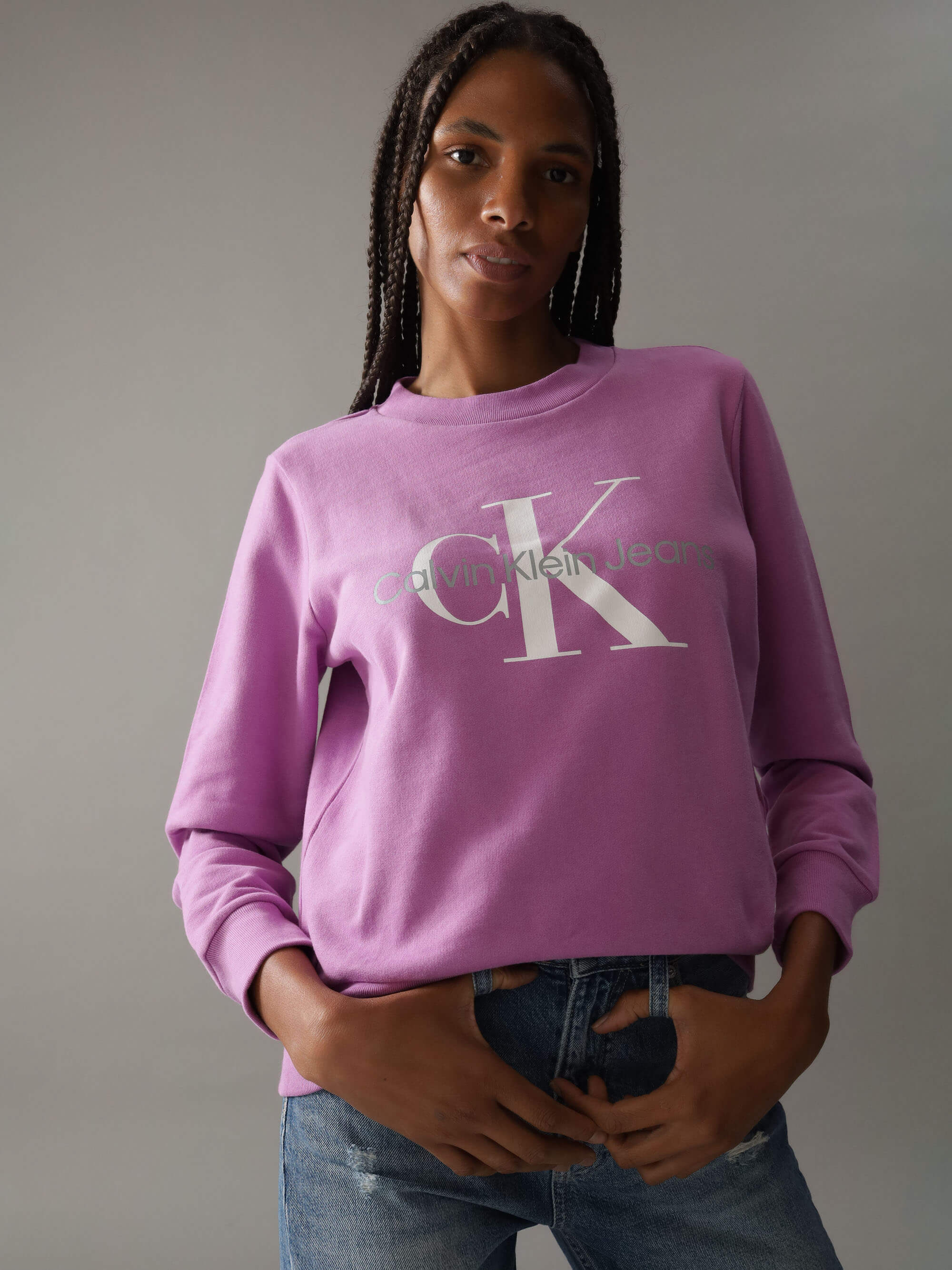 Sudadera Calvin Klein Logo Mujer Morado