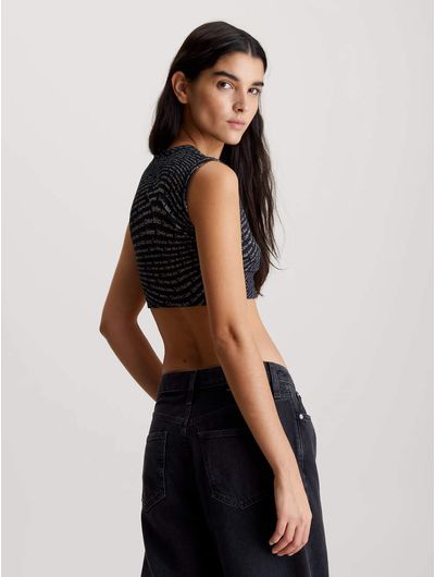 Crop-Top-Calvin-Klein-Logo-Estampado-Mujer-Negro