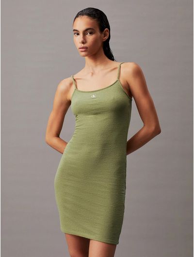 Vestido-Calvin-Klein-Corto-Tirantes-Mujer-Verde