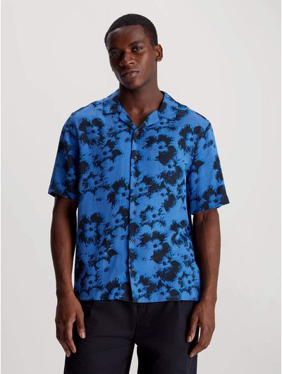 Camisa-Calvin-Klein-Estampado-Floral-Hombre-Azul