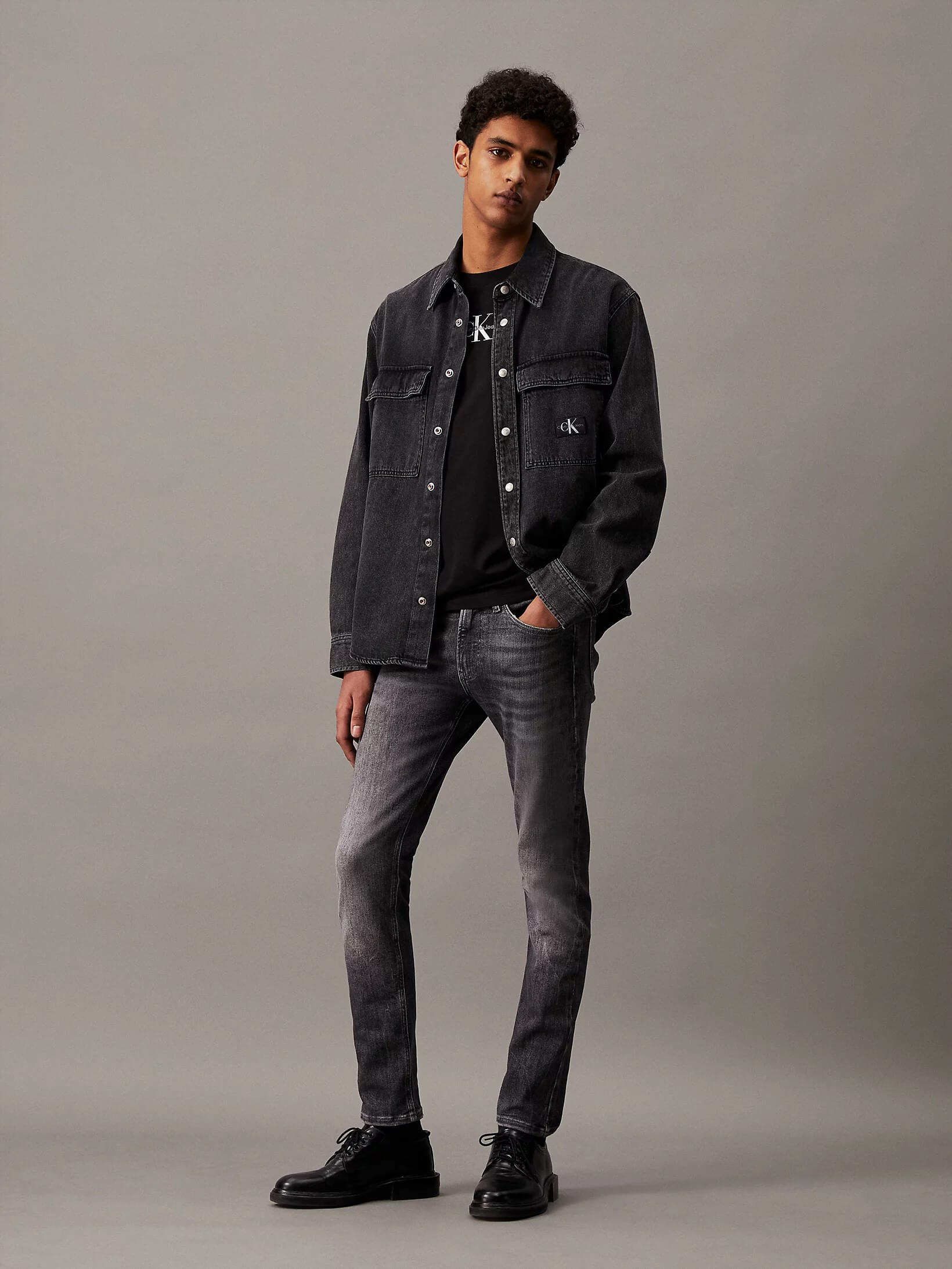 Jeans Calvin Klein Skinny Hombre Gris
