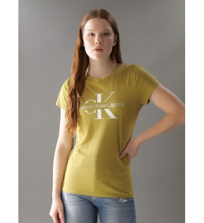 Playera Calvin Klein con Logo Mujer Verde Olivo Talla M