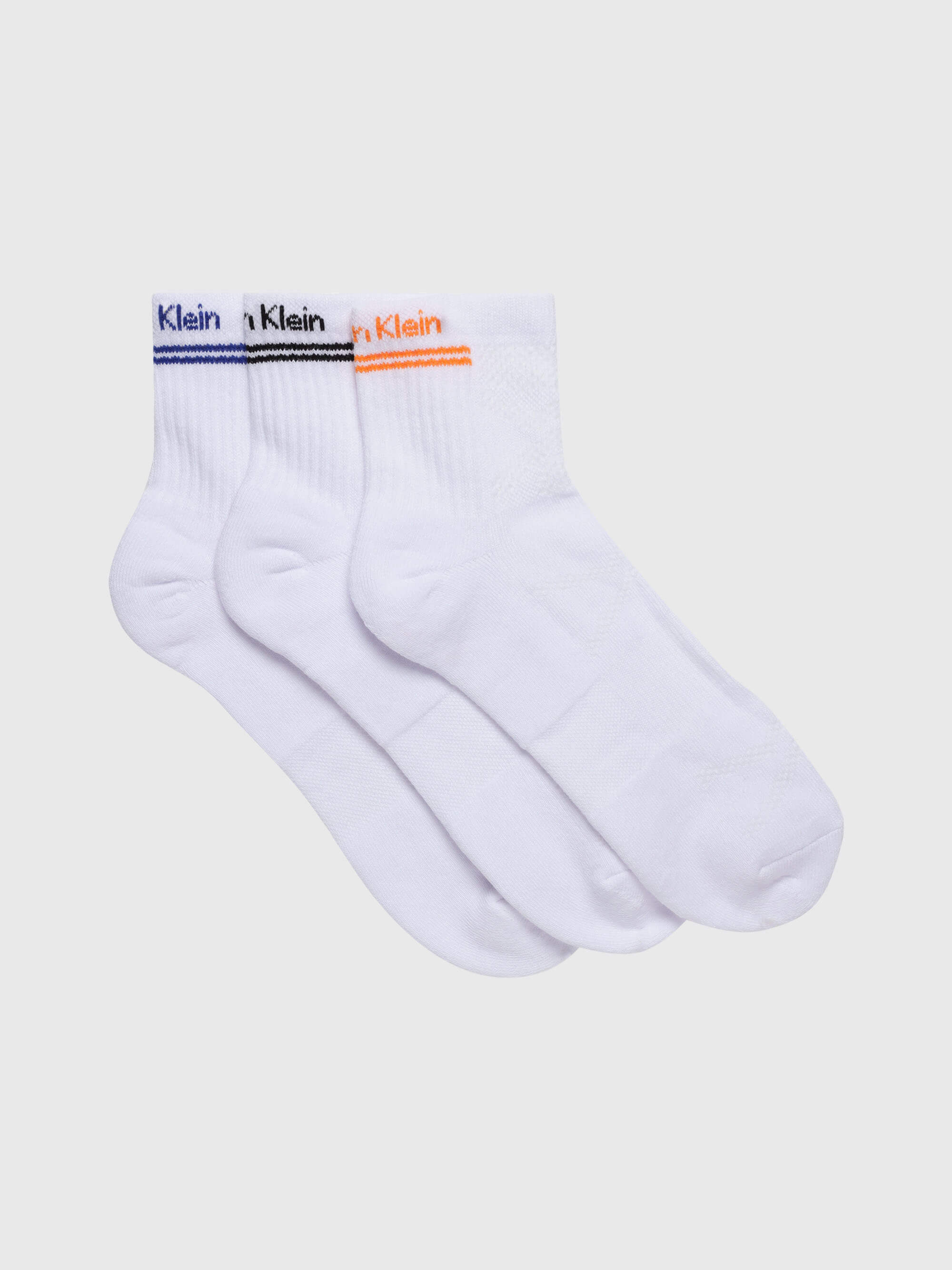 Calcetas Calvin Klein con Logo Bordado Paquete de 3 Hombre Blanco - Talla: Única