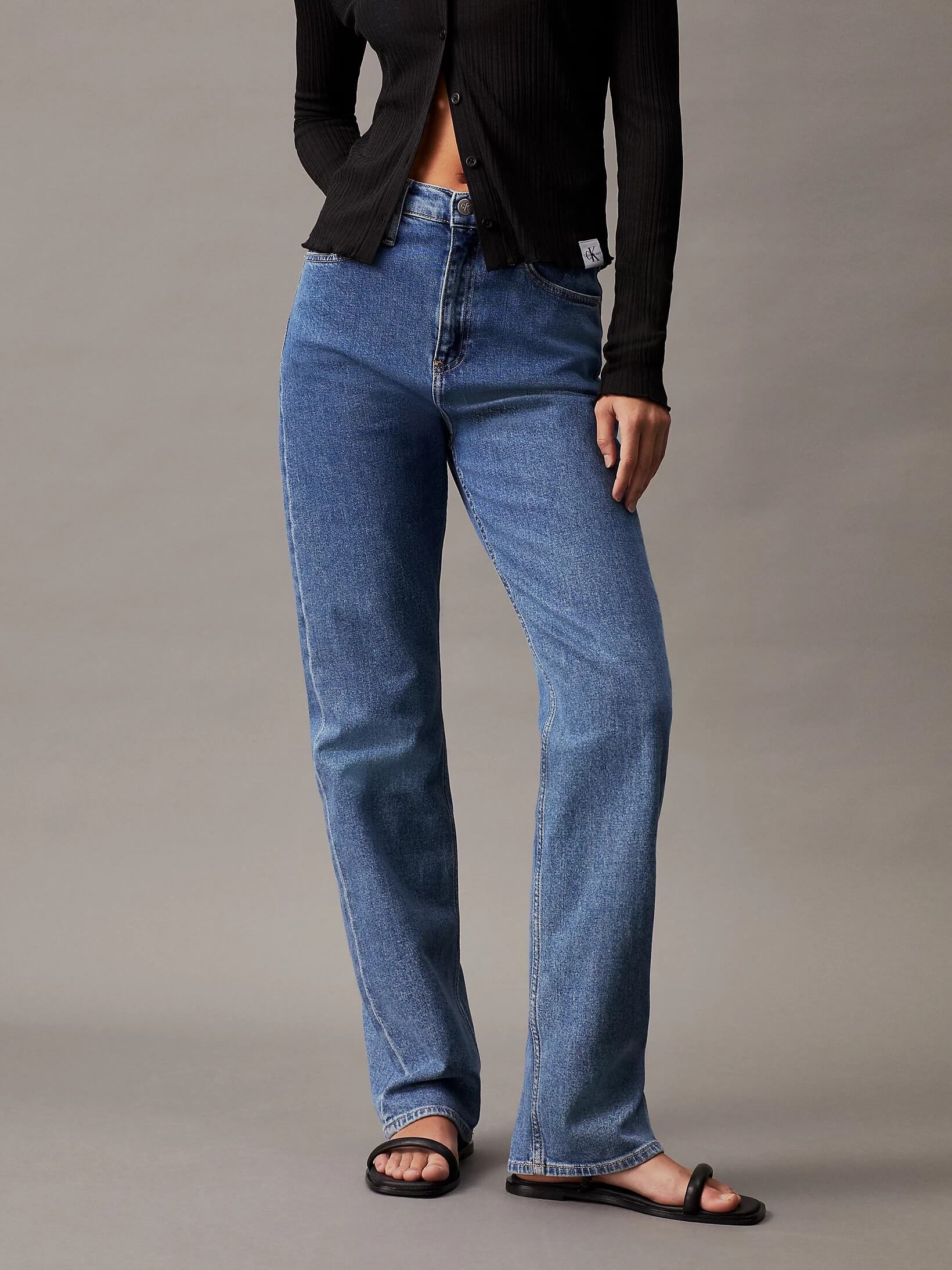 Jeans Calvin Klein High Rise Straight Mujer Azul