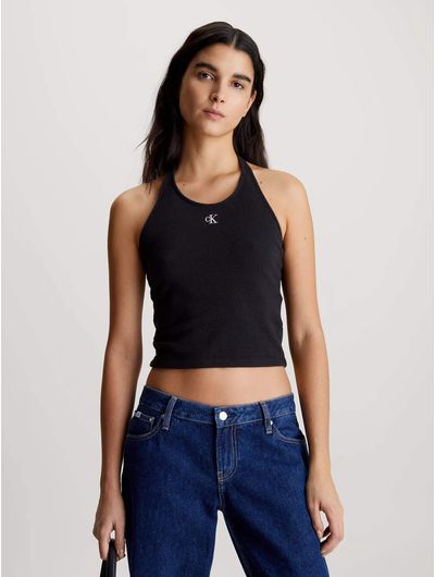 Top-Calvin-Klein-Afelpado-Mujer-Negro