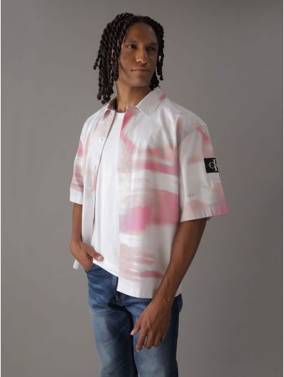Camisa-Calvin-Klein-con-Estampado-Acuarela-Hombre-Multicolor