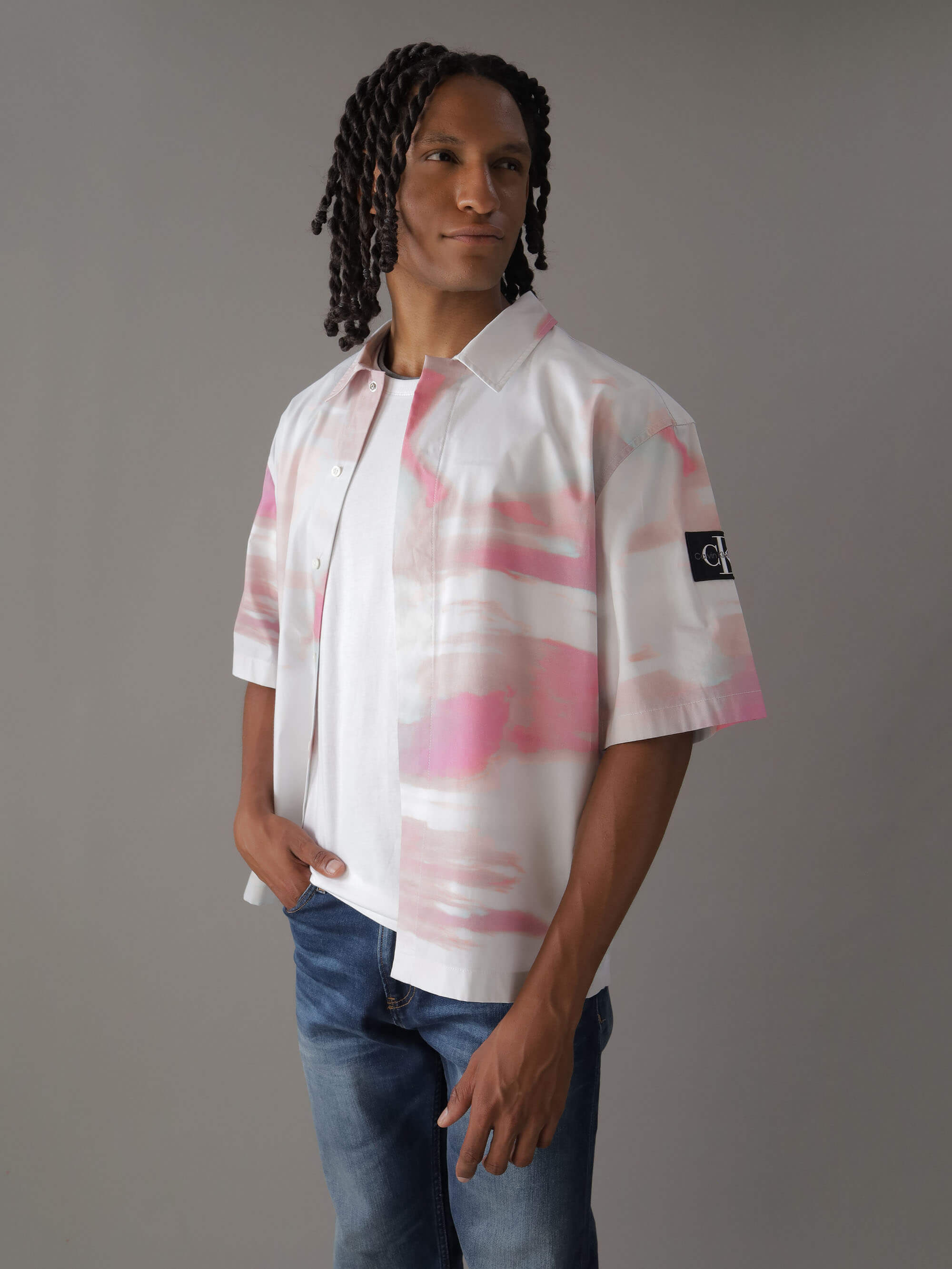 Camisa Calvin Klein con Estampado Acuarela Hombre Multicolor